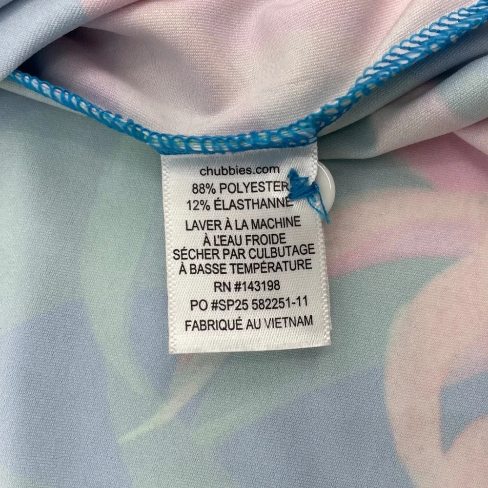 Chubbies Polo Shirt Mens Large Blue Floral Golf Performance Polo Tropical L